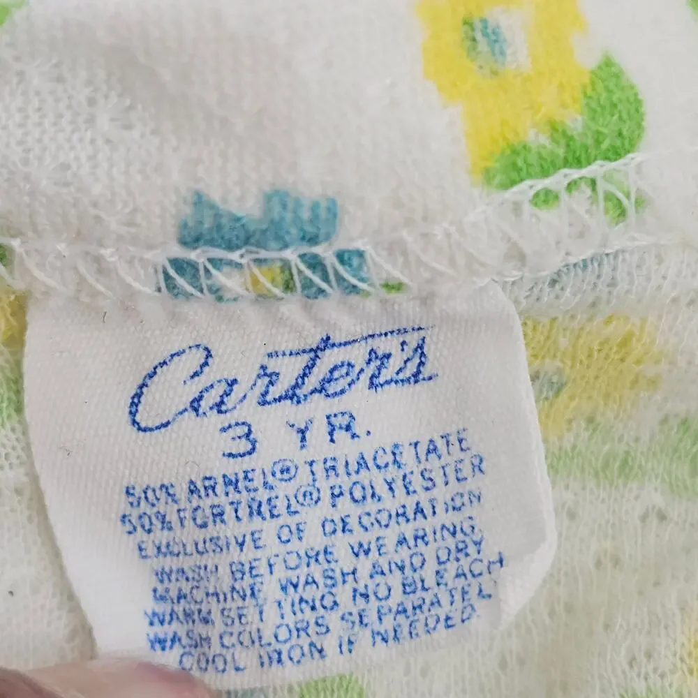Vintage 70s Carter's Floral Pajama 2 Piece Sleepwear Girl 3 Cottagecore 4038